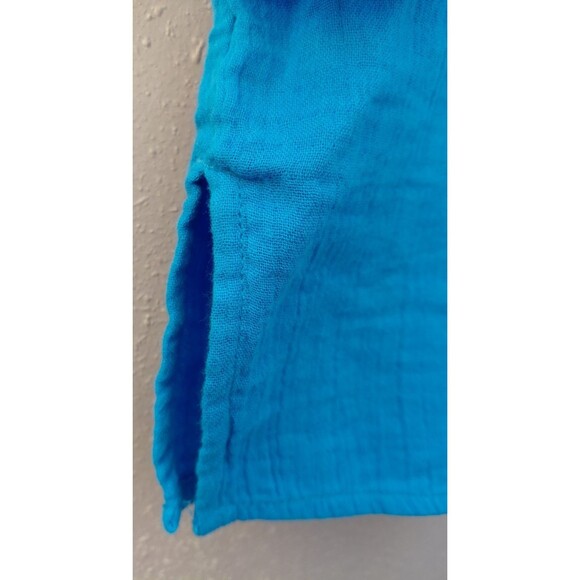 Soft Surroundings Marley Gauze Tunic Top Roll Tab Sleeve French Blue Size XL - Picture 10 of 10